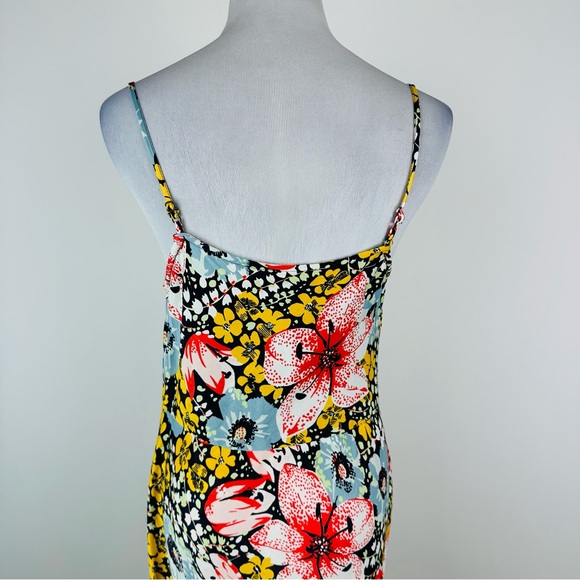 Anthropologie Elyse Floral Byas Cut Slip Dress Side Slit Midi Dress Size XS - Picture 10 of 12